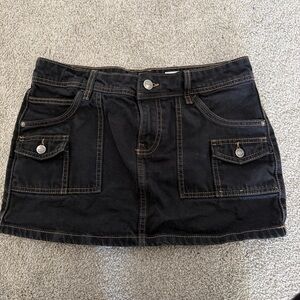 Bershka Black Mini Skirt with Pocket Detail